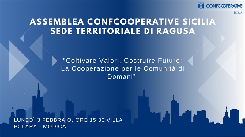 Modica: il 3 febbraio l'Assemblea di Confcooperative Ragusa