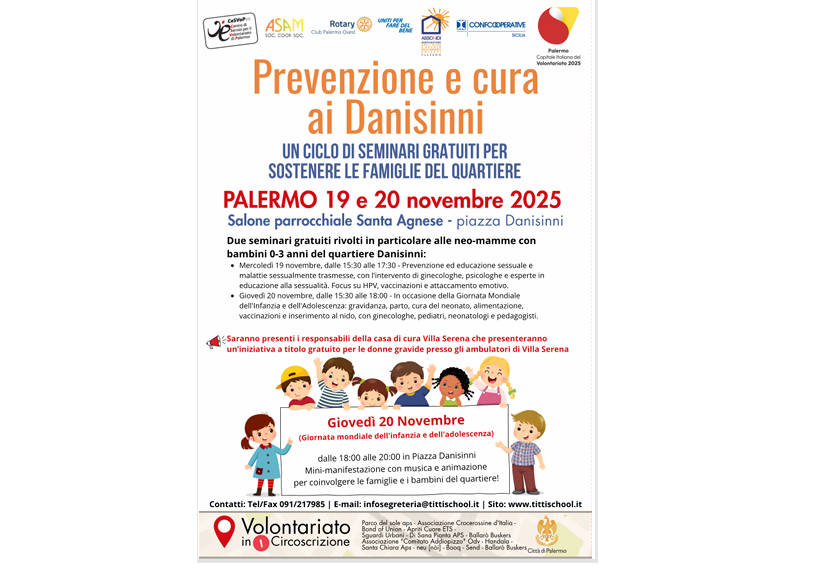 Prevenzione e cura ai Danisinni: iniziativa per  le famiglie del quartiere